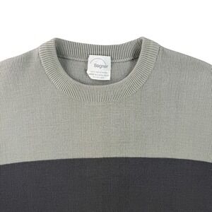 Vintage Bogner‎ Wool Ski Sweater Mens Med Colorblock Crewneck Grey Black 70s 80s